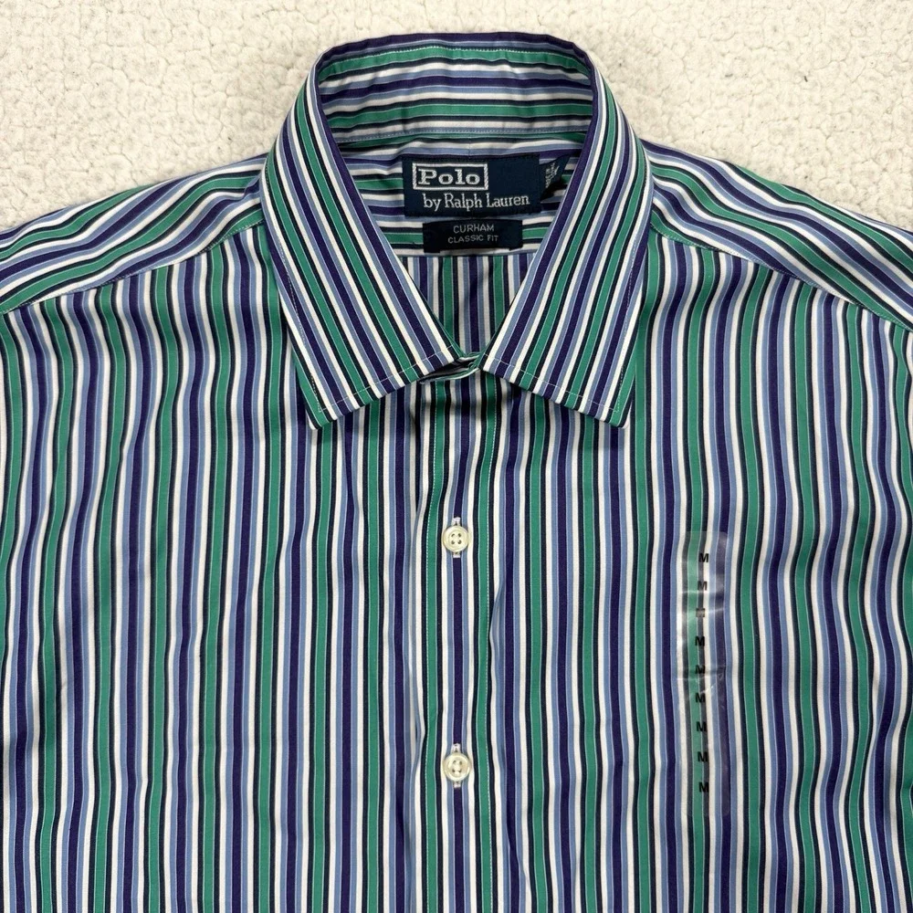 VTG‎ 90s Polo Ralph Lauren Curham Shirt Men's M Hong Kong Striped Preppy Office